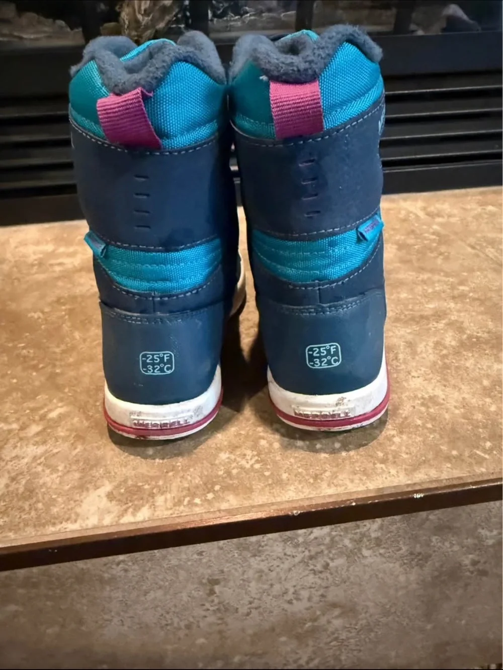 Merrell Navy Blue Teal and Pink Kids' Winter Boots